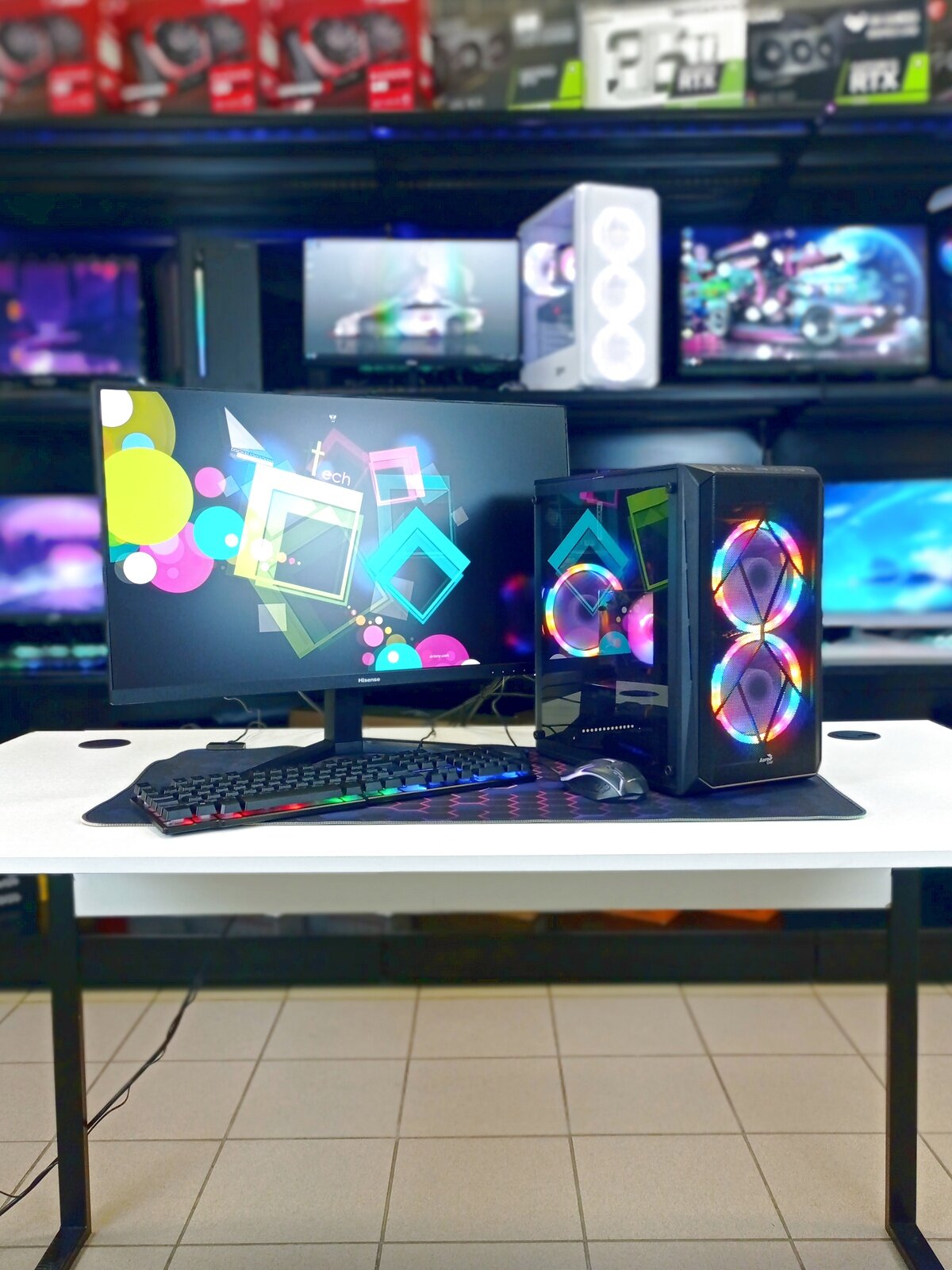 Игровой компьютер с Монитором 27 дюйма, i7-8700, ОЗУ-32GB, AMD Radeon RX580 8GB, SSD 1024GB, Windows 11 — фото 1