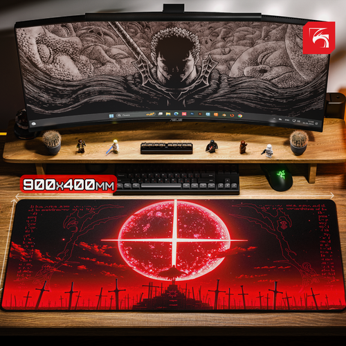 Изображение товара Игровой коврик для мыши DigitalRazor Berserk red Moon 900x400x4mm, бордовый, красный