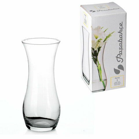 3 шт. Ваза для цветов, высота 255 мм, стекло, PASABAHCE "флора", фирменная подарочная упаковка, 43737