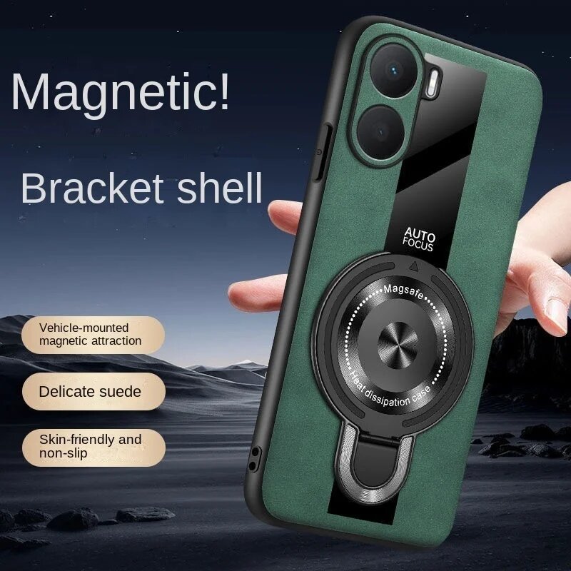 Для Poco X7 5G X7pro Чехол Magsafe Кожаная задняя крышка Для Xiaomi Poco X7 Pro Чехол с магнитным кольцом-держателем PocoX7 X 7 7X f7 m7 Funda, gray, POCO X7 pro — фото 1