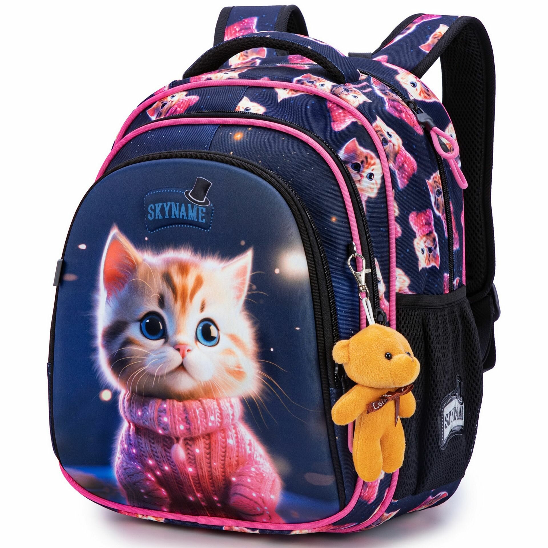 Рюкзак школьный девочки 17 л А4 анатомическая спинка+мишка SkyName (Скайнейм)