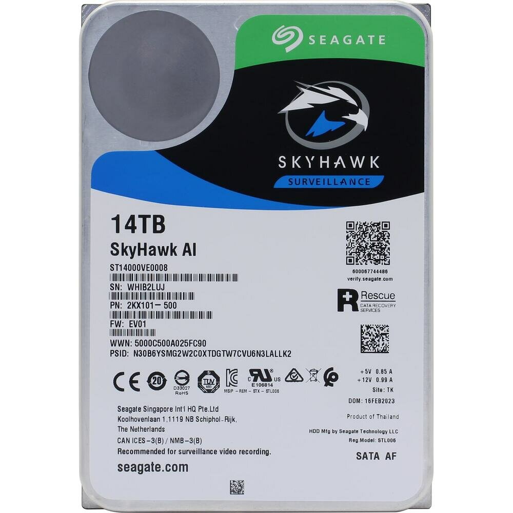 Жесткий диск Seagate SATA-III 14Tb SkyHawk Al (7200rpm) 256Mb 3.5" (ST14000VE0008)