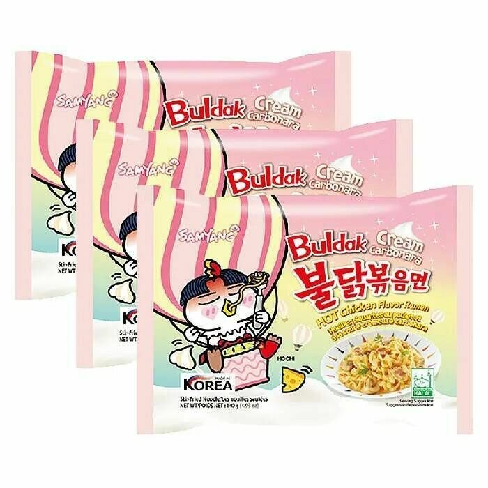 Лапша быстрого приготовления "SamYang Buldak", вкус Карбонара, 140 грамм, 4 штуки — фото 1