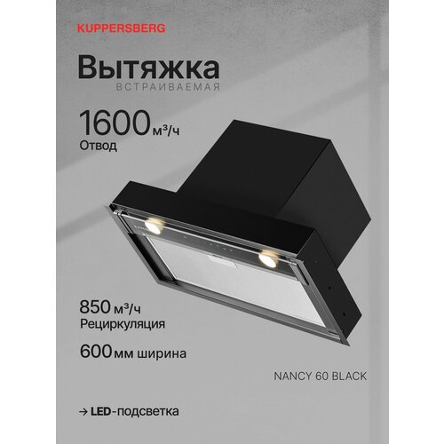 Вытяжка встраиваемая Kuppersberg NANCY 60 Black Модификация 2025 года 31793₽