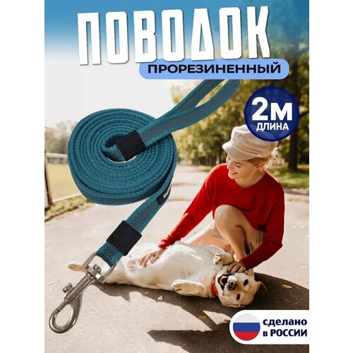 Поводок для собак средних и крупных пород, прорезиненный, нескользящий длина 2 м