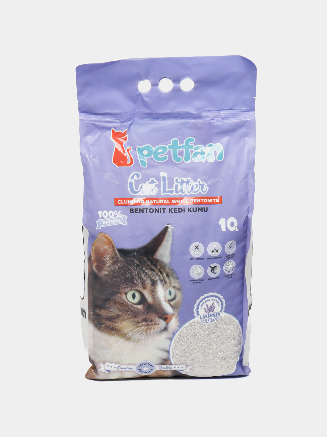 Наполнитель для кошачьего туалета, натуральный белый бентонит "PETFAN" 10 л, Аметистовый