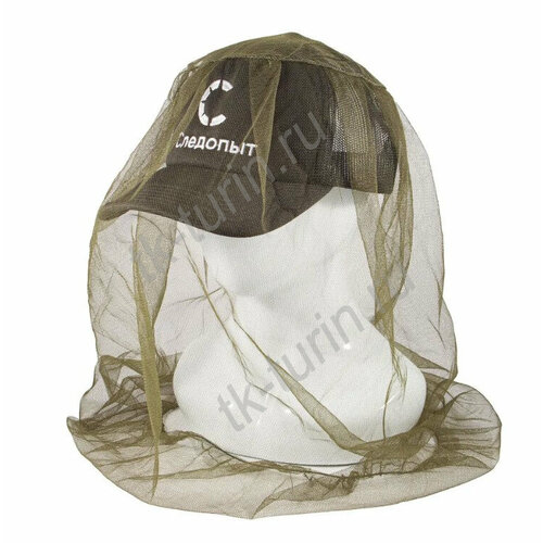 Накомарник СЛЕДОПЫТ, зеленый, на резинке, с фиксатором, летний, противомоскитный