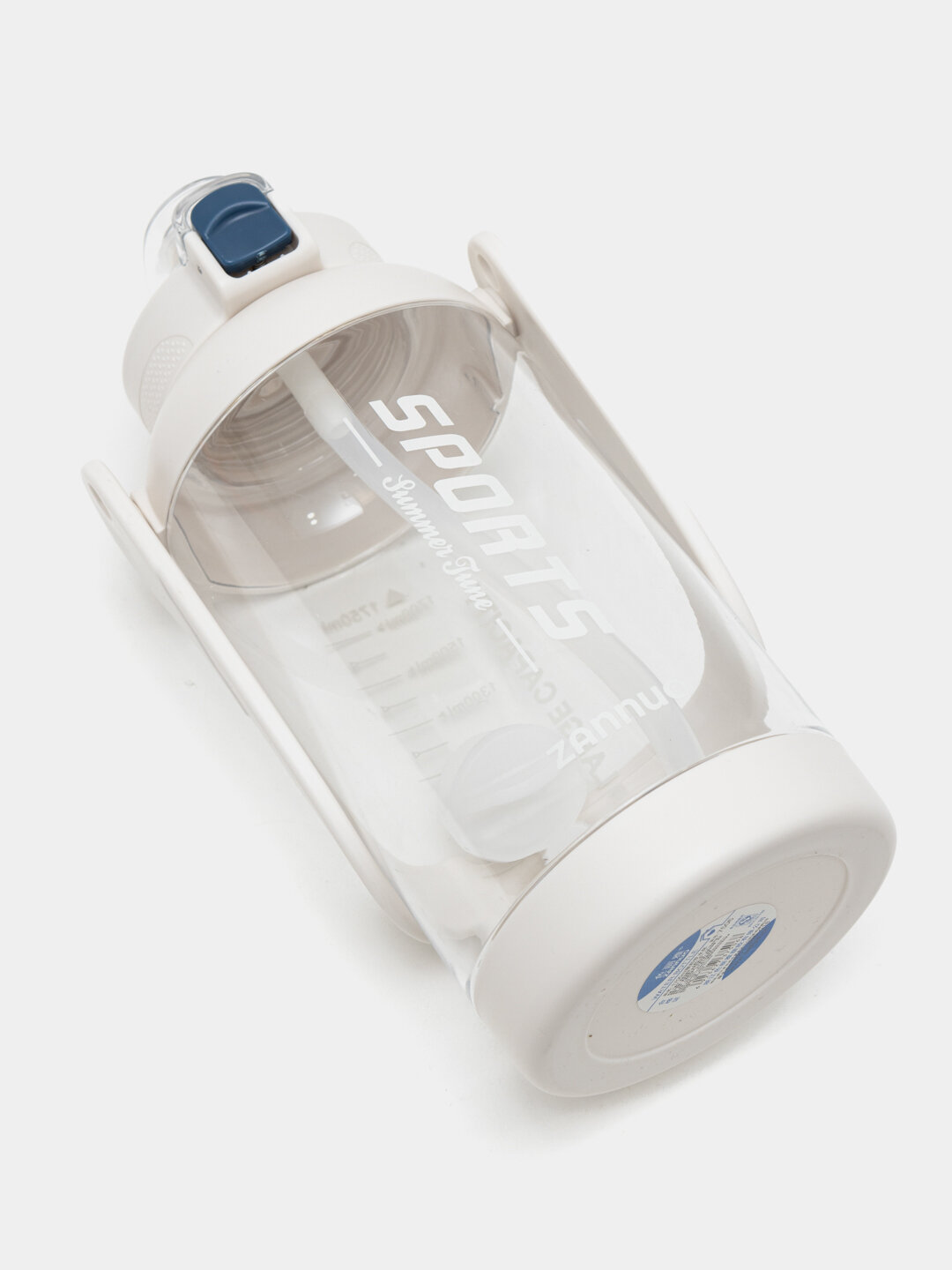 Шейкер-бутылка "General Fitness", с трубочкой, клапан, белая — фото 1