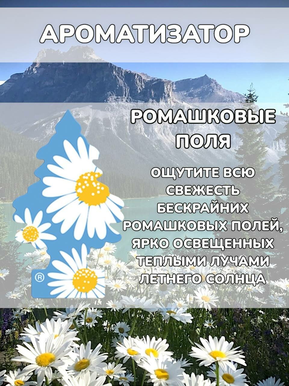 Ароматизатор автомобильный елочка Ромашковые поля Little trees Daisy fields аромат