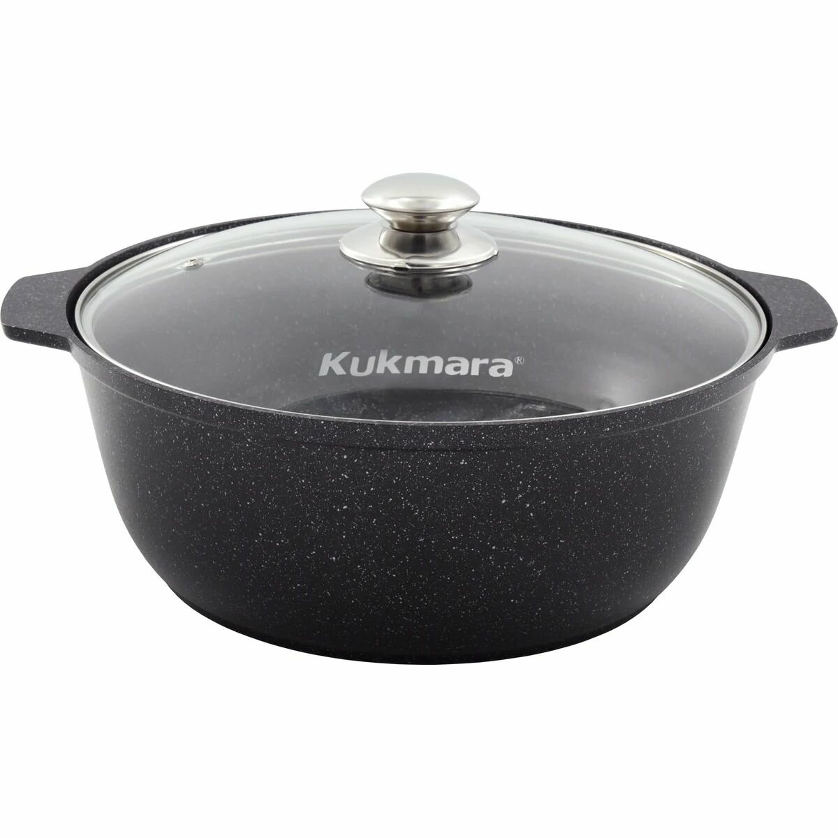 Кастрюля-жаровня Kukmara "Мрамор" цвет светлый, 5 л, стеклянная крышка