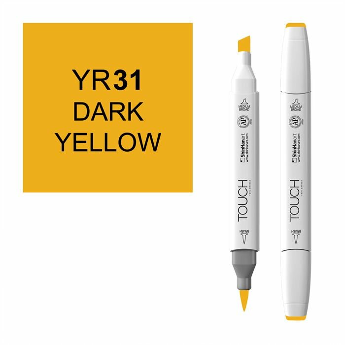 Маркер двухсторонний спиртовой TOUCH TWIN BRUSH YR31 Желтый темный