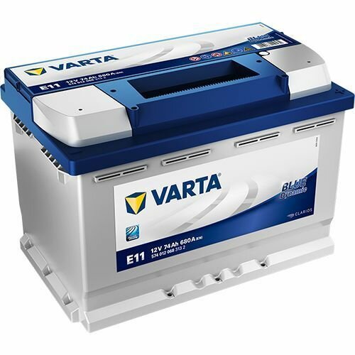 Аккумулятор VARTA Blue Dynamic E11 6СТ-74 (О. П.) 680А, Технология Ca/Ca, Габариты 278x175x190