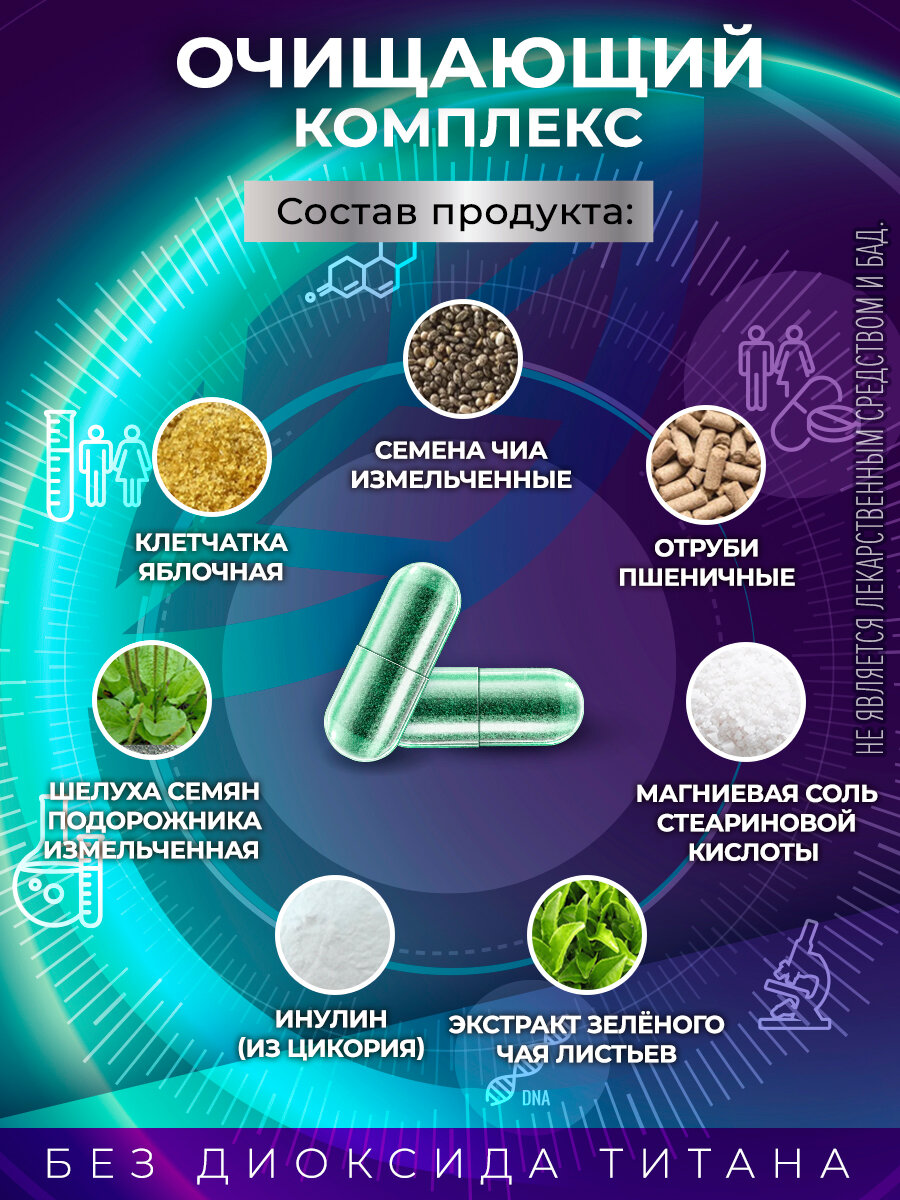 Очищающий комплекс для похудения и микрофлоры GraceBioQ, детокс, жиросжигатель, 60 капсул. — фото 1
