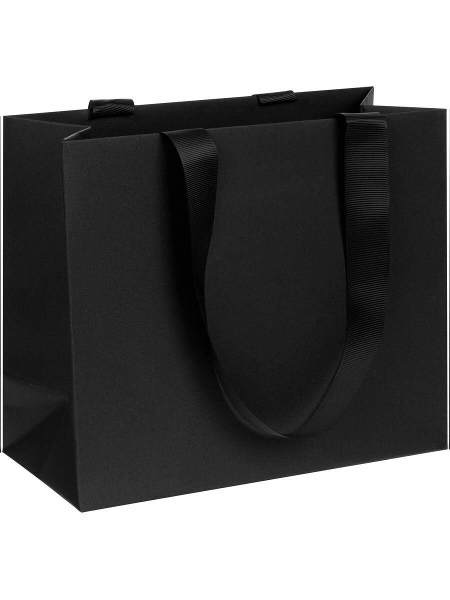 Пакет подарочный бумажный, упаковка для подарка, 24х20х10, Manilla S, черный, на День Рождения, на Выпускной