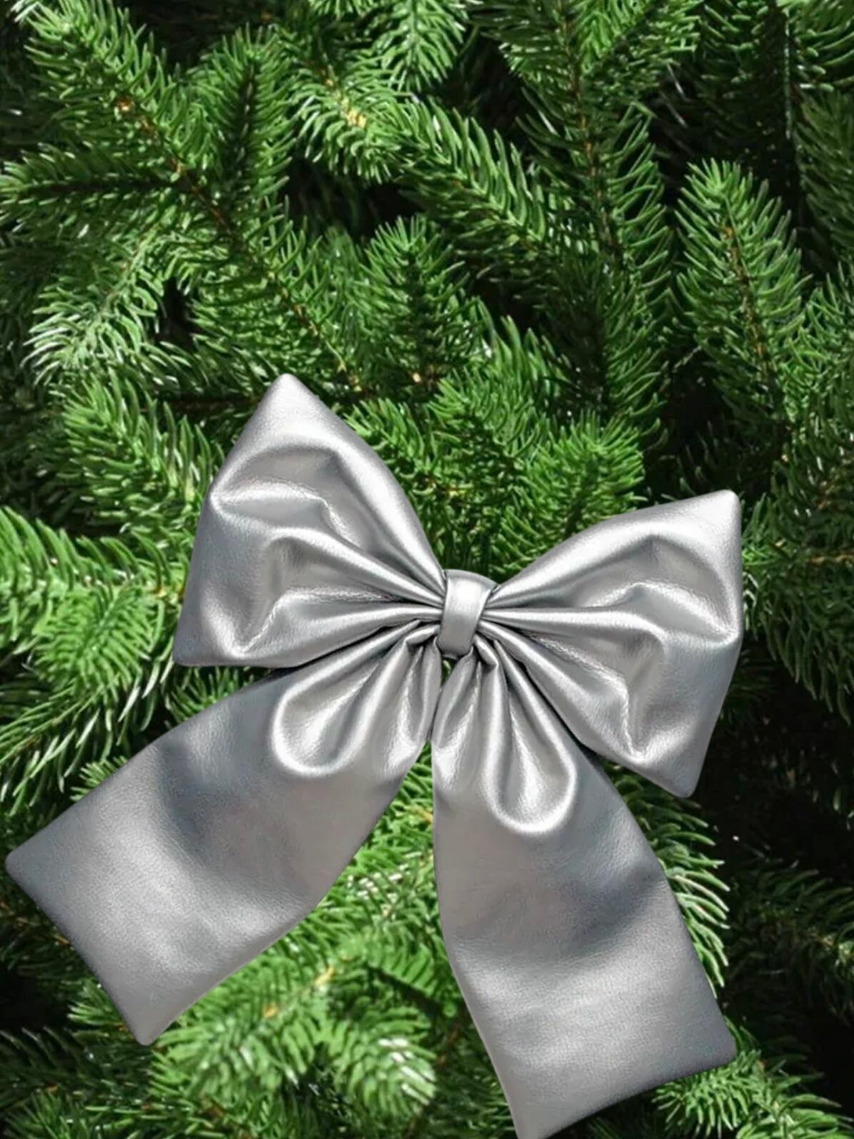 Бант на елку 30см, украшение новогоднее серебристый однотонный, Crystal Trees — фото 1