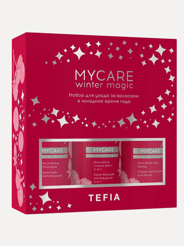 Изображение товара TEFIA Mycare Набор для ухода за волосами в холодное время года: шампунь, крем-бальзам, спрей-антистатик для волос, 300 x 2, 250 мл
