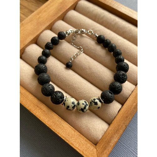 фото Браслет el tro, яшма, вулканическая лава, 1 шт., размер 18 см, черный