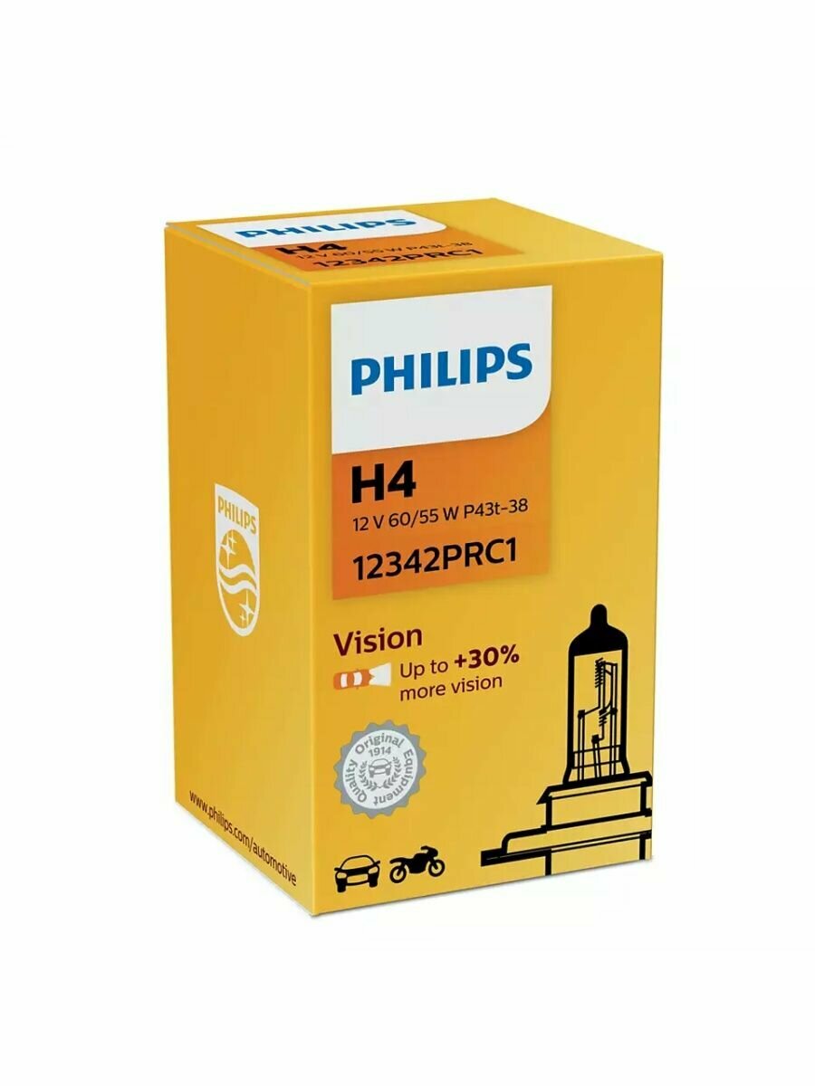 Галогенная лампа Philips Н4 Vision 1шт 12342PRC1