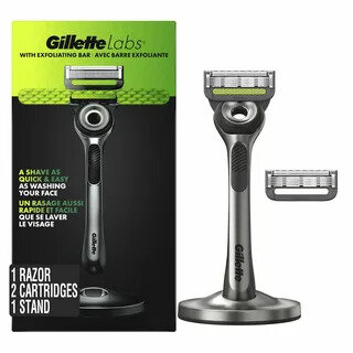 Бритва Gillette Labs + Дорожный чехол и 2 сменные кассеты (Серебристый)