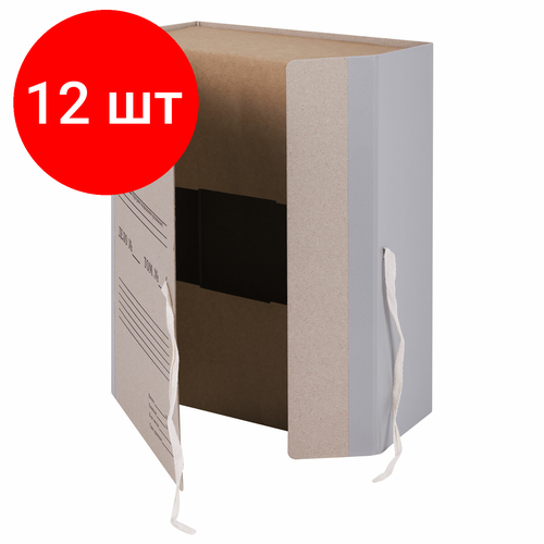 Комплект 12 шт, Короб архивный (240х330 мм), 120 мм, 2 завязки, переплетный картон/бумвинил, до 1000 листов, STAFF, 126903 комплект 5 шт короб архивный 240х330 мм 80 мм 2 завязки бумвинил до 700 листов бордовый staff 126900