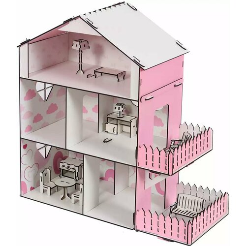 Дом Pinky Style с мебелью КДФ05 Коняша дом для кукол коняша пломбир с интерьером и мебелью дк001п 1