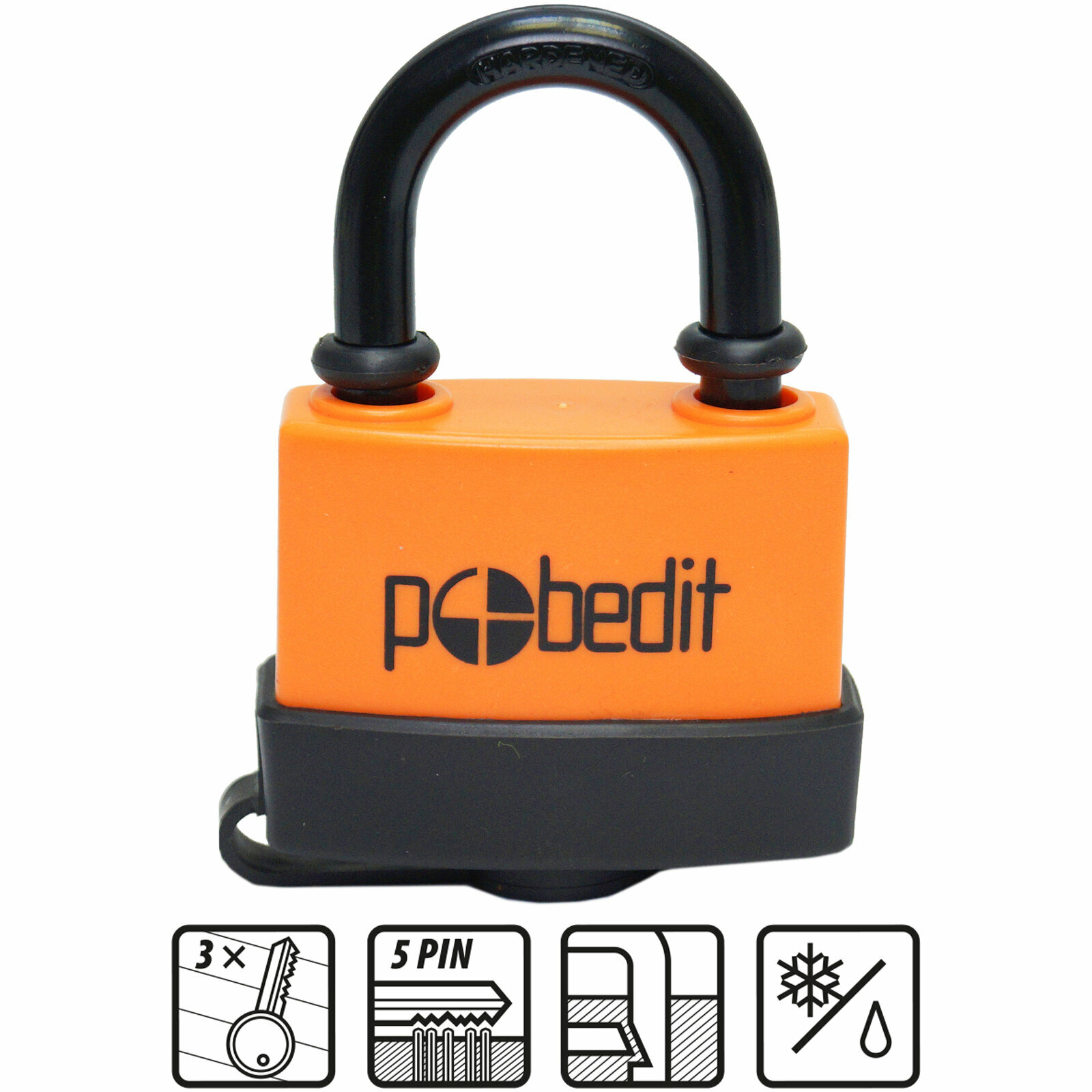 фото Замок навесной Бастион-1, всепогодныйный, 45мм, с защитным клапаном Pobedit