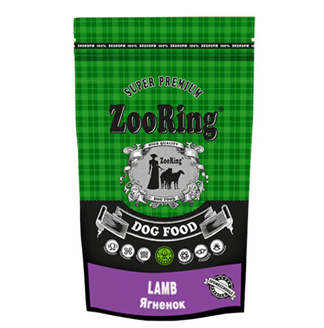 Сухой корм для собак ZooRing при чувствительном пищеварении, ягненок 2 кг (для средних и крупных пород)