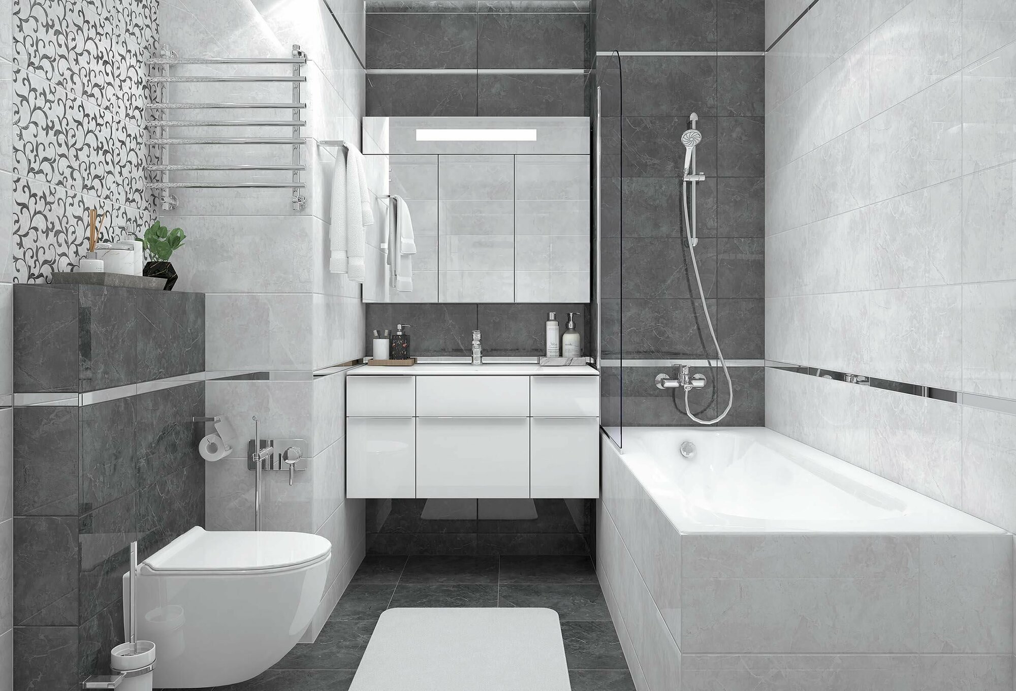 фото Керамическая плитка настенная Laparet Morgan серый 25х50 уп. 1,5 м2. (12 плиток)