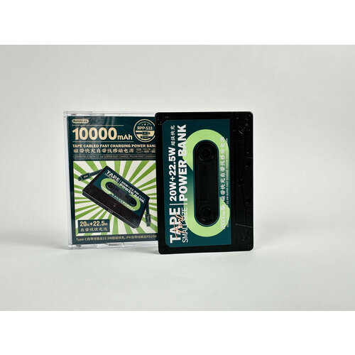 Портативный аккумулятор 10000 мАч в форме кассеты со встроенными проводами 240000₽