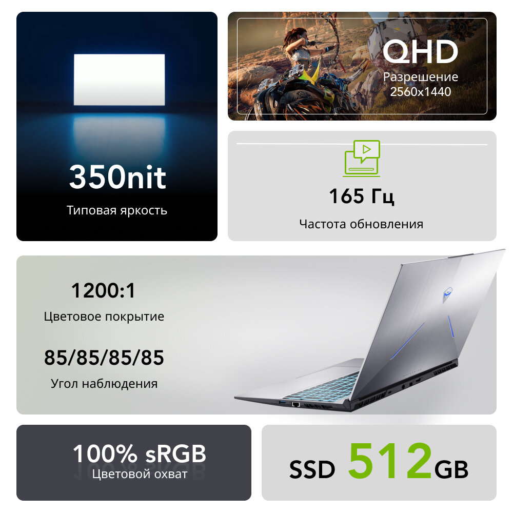 15.6" Игровой ноутбук Machenike L15 Star 2K, Intel Core i5-13500H, RAM 16 ГБ, SSD 512 ГБ, NVIDIA GeForce RTX 4060 8 ГБ, без ОС, серый металлик — фото 1