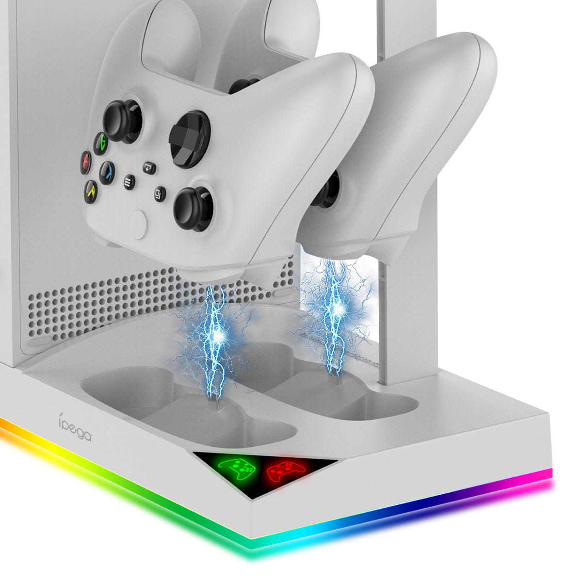 Многофункциональный стенд iPega для Xbox S серии +2 акб 1400 мА белый RGB подсветка PG-XBS013SA