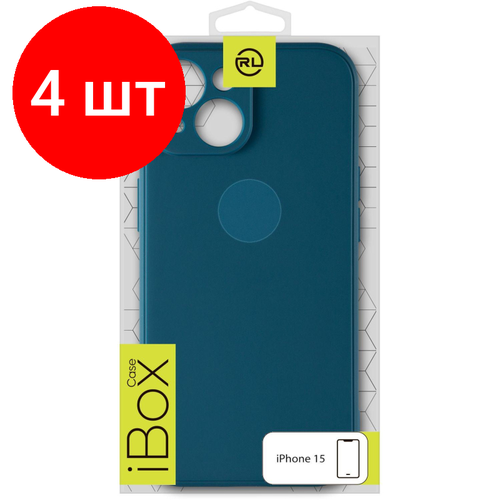Комплект 4 штук, Чехол накладка силикон Red Line iBox Case для iPhone 15, синий