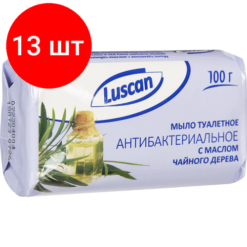 Комплект 13 штук, Мыло туалетное Luscan антибактериальное с маслом чайного дерева 100г мыло туалетное антибактериальное 100 гр 5 шт