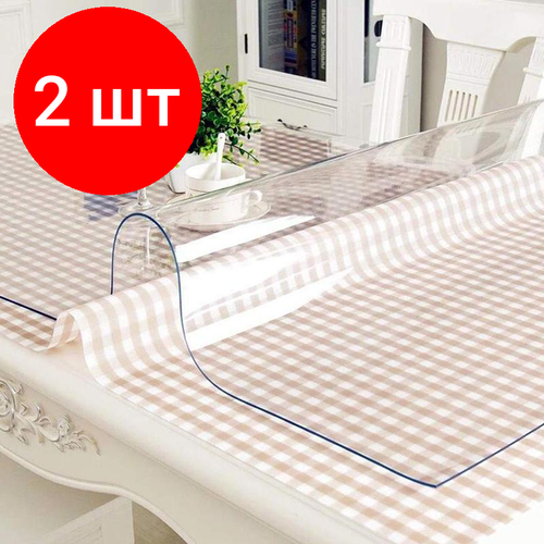 Комплект 2 штук, Скатерть на стол 750х750х1, квадрат, гиб. стекло, прозр(VHM-COT757501-inv)