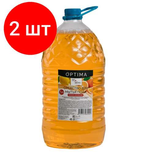 Комплект 2 штук, Средство для мытья пола Mr.White OPTIMA концентрат Лимон-Апельсин 5л