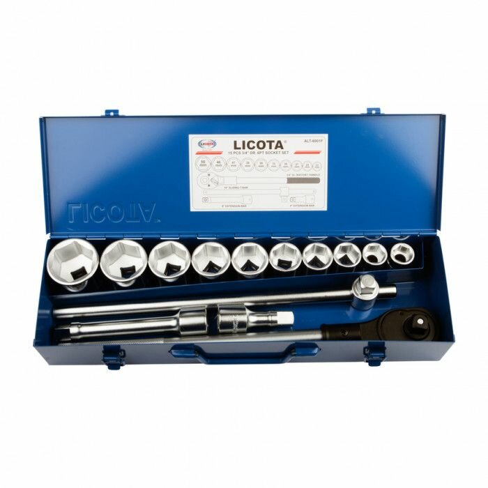 Licota ALT-6001F Набор торцевых головок 3/4", 6гр., 22-50 мм, 15пр. - фото №5