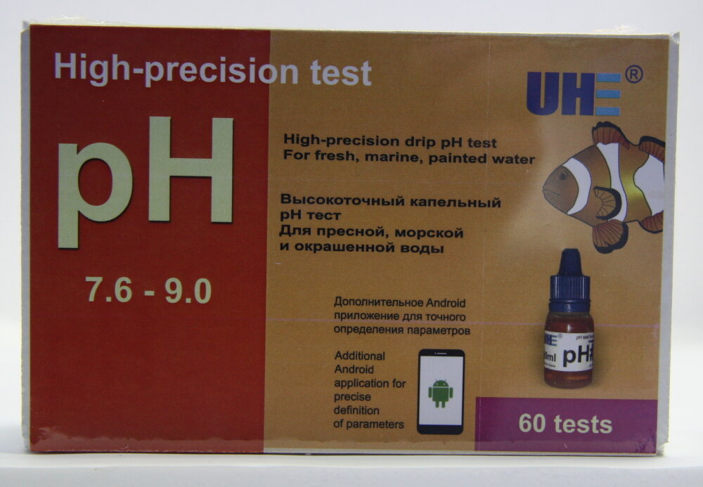 Тест для измерения кислотности UHE на PH 7,8-8,8. в пресной и морской воде.