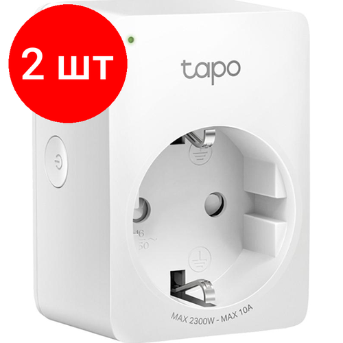 Комплект 2 штук, Умная розетка TP-Link Tapo P100 (Wi-Fi) tp link tapo l510e smart wi fi light bulb dimmable e27 base 2700k 220v 50 60 hz 60w equivalent energy class a 2 4ghz 802 11b g n tapo app