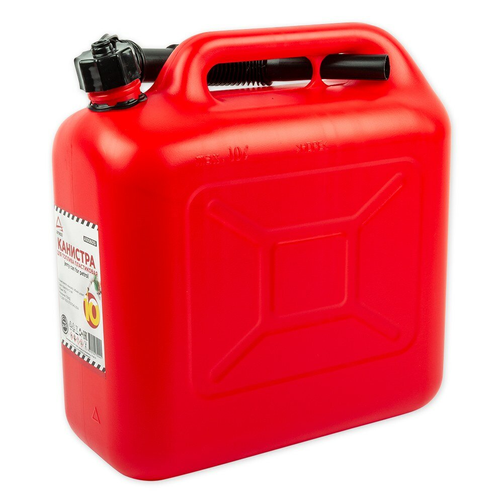 фото Канистра 10л для топлива пластиковая, с мерной шкалой и лейкой / красная arnezi a1006010