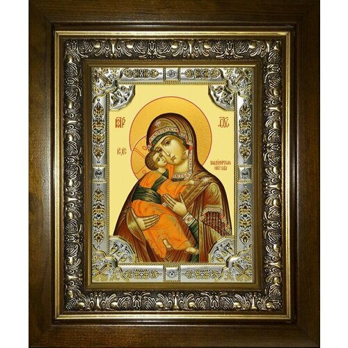 Икона Владимирская Божией Матери в деревянном киоте икона божией матери владимирская в киоте 27 х 32 см