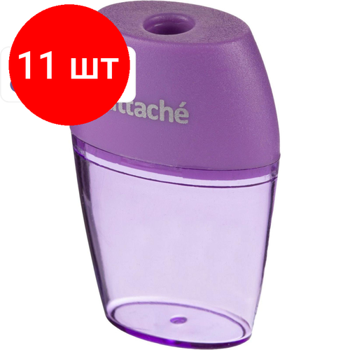 Комплект 11 штук, Точилка Attache Bright Colours 1 отв, цветной контейнер, ассорти