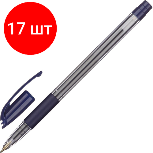 Комплект 17 штук, Ручка шариковая неавтомат. PENTEL Bolly BK425-C резин. манжет, син0.5мм