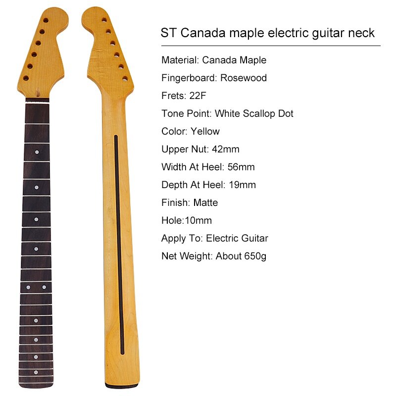 Гриф для электрогитары Stratocaster кленовый 22 лада Bestwood ST M10 Matte