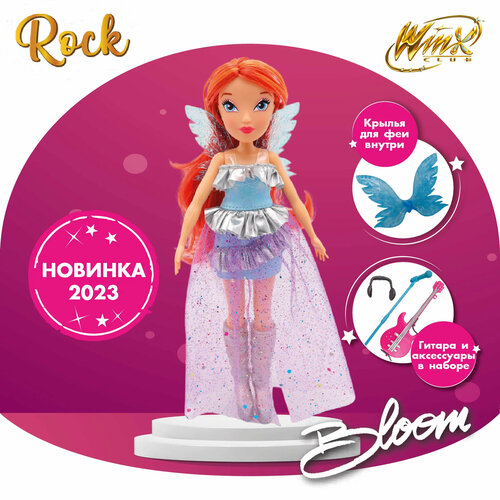 Шарнирная кукла Winx Club Rock Блум с крыльями и аксессуарами 24 см IW01332201