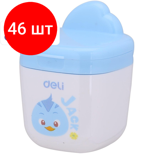 Комплект 46 штук, Точилка ручная Deli ER01300, 1 отверстие, с контейнером, пластик, ассорти