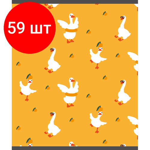 Комплект 59 штук, Тетрадь общая А5 48л №1School Гуси желтые, клет, скреп, ВД-лак комплект 42 штук тетрадь общая а5 48л 1school гуси зеленые клет скреп вд лак