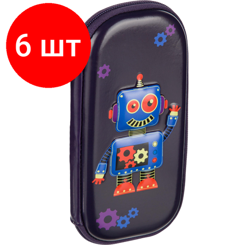 Комплект 6 штук, Пенал 3D Robot 1 секционный