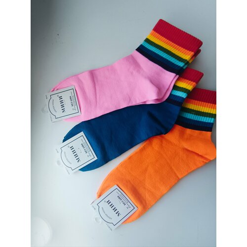 фото Носки , 3 пары, 2 уп., размер 36/41, розовый, оранжевый, синий ип чернышева м.в.