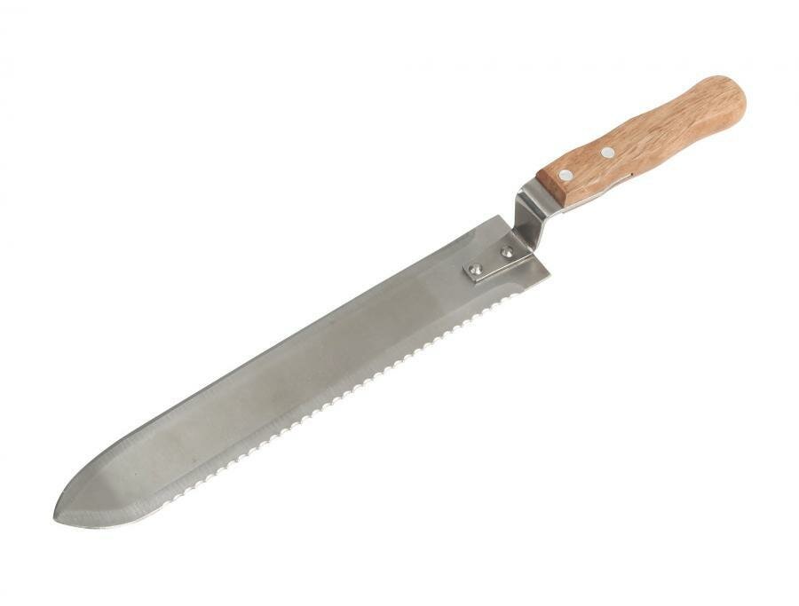 Нож пасечный нержавеющий 280 мм широкий одна сторона зубчатая