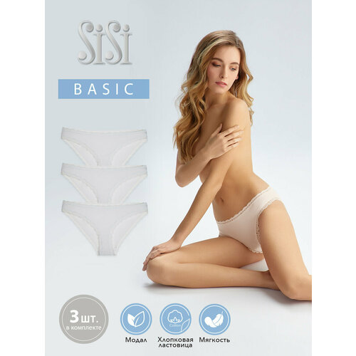 фото Трусы sisi, 3 шт., размер 46 (m), бежевый